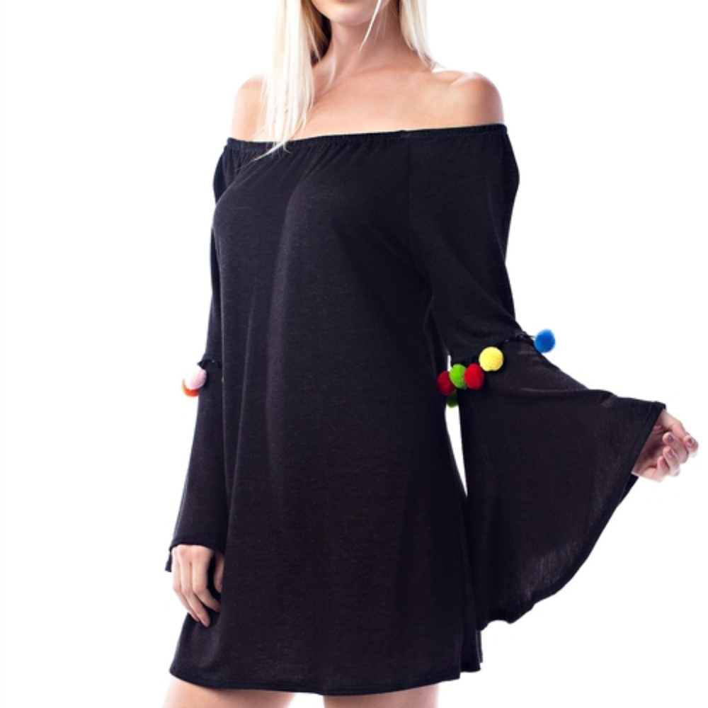 BOHO POM POM DETAILED TUNIC TOP - Picture 3 of 4